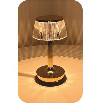 HELIOS HS 8110 Şarlı, Dimli ve Dokunmatik Gold LED Masa Lambası - 3 Işık Renkli (Beyaz + Ilık Beyaz + Gün Işığı)