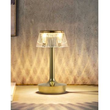 HELIOS HS 8110 Şarlı, Dimli ve Dokunmatik Gold LED Masa Lambası - 3 Işık Renkli (Beyaz + Ilık Beyaz + Gün Işığı)