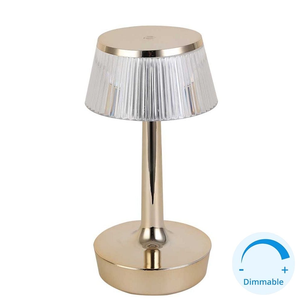 HELIOS HS 8110 Şarlı, Dimli ve Dokunmatik Gold LED Masa Lambası - 3 Işık Renkli (Beyaz + Ilık Beyaz + Gün Işığı)