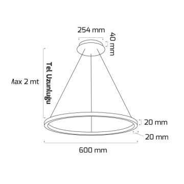 GOYA GY 8220-60 Siyah/Beyaz Kasa 30 Watt 60 cm Halka Lineer Avize