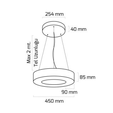 GOYA GY 8112-45 Siyah/Beyaz Kasa 41 Watt 45 cm Halka Lineer Avize (SAMSUNG/OSRAM LED)