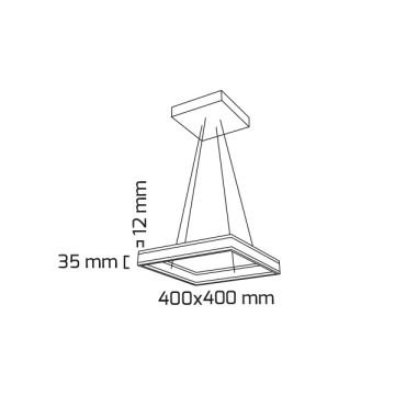 GOYA GY 8212-40 Siyah/Beyaz Kasa 35 Watt 40x40 cm Kare Halka Lineer Avize