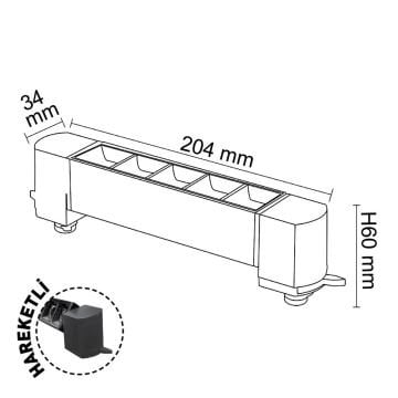 FORLIFE FL-5581 BB 10 Watt 20 cm Siyah Kompakt Lensli Raylı Beyaz Lineer Armatür (OSRAM LED)