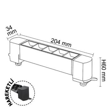 FORLIFE FL-5581 BS 10 Watt 20 cm Krom Kompakt Lensli Raylı Beyaz Lineer Armatür (OSRAM LED)