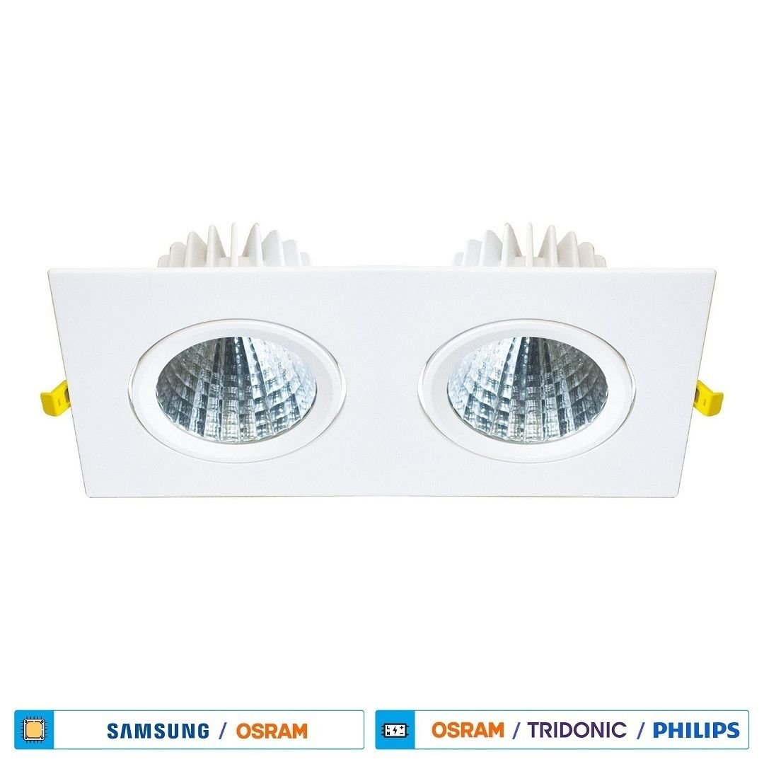 2x40 Watt Sıva Altı İkili LED Mağaza Spotu - Beyaz Işık (6500K) [SAMSUN/OSRAM LED & OSRAM/PHILIPS Driver]