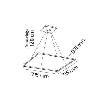 GOYA GY 8123-3 Siyah/Beyaz Kasa 42 Watt 71x71 cm Kare Lineer Avize