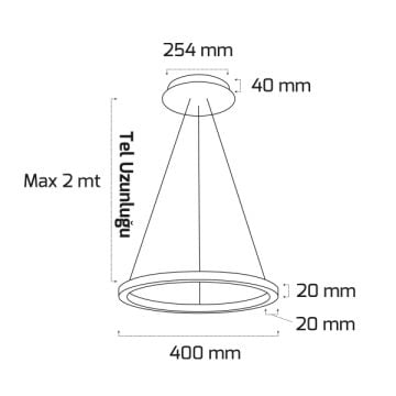 GOYA GY 8220-40 Siyah/Beyaz Kasa 20 Watt 40 cm Halka Lineer Avize