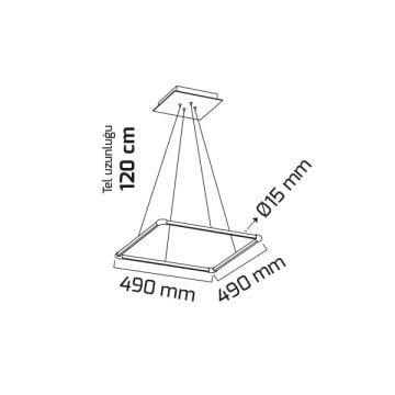 GOYA GY 8123-2 Siyah/Beyaz Kasa 28 Watt 49x49 cm Kare Lineer Avize