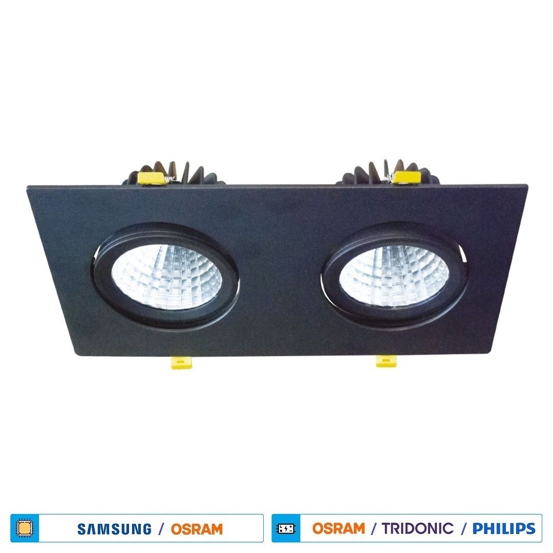 CreaLight AH03-27101 2x40 Watt Siyah Kasa Sıva Altı İkili LED Mağaza Spotu - Gün Işığı (3000K) [SAMSUNG/OSRAM LED & OSRAM/PHILIPS Driver]