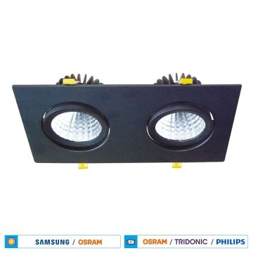 CreaLight AH03-27101 2x40 Watt Siyah Kasa Sıva Altı İkili LED Mağaza Spotu - Gün Işığı (3000K) [SAMSUNG/OSRAM LED & OSRAM/PHILIPS Driver]