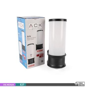 ACK AG56-04021 Sensörlü Siyah Dış Mekan Aplik - IP54 - PC Gövde - E27 Duylu