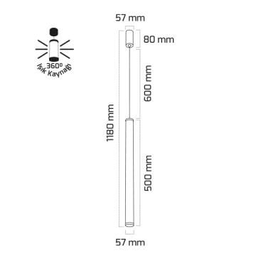 GOYA GY 6052-50 Siyah/Beyaz Kasa 25 Wattt 50 cm LED Avize