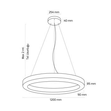 GOYA GY 8112-120 Siyah/Beyaz Kasa 163 Watt 120 cm Halka Lineer Avize (SAMSUNG/OSRAM LED)