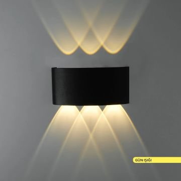 ACK AH07-07201 6 Watt Siyah Çift Yönlü Dış Mekan LED Aplik - Gün Işığı (3000K) - IP54 - Metal Gövde