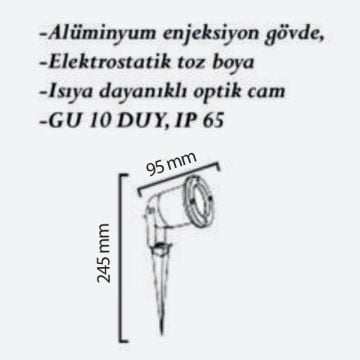 CreaLight CL-KS-104 Kazıklı Çim Armatürü - Metal - GU10 Duylu - IP65
