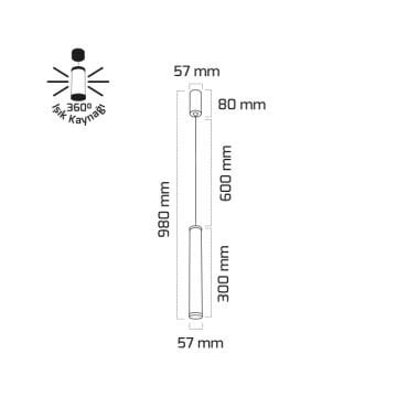 GOYA GY 6052-30 Siyah/Beyaz Kasa 15 Wattt 30 cm LED Avize