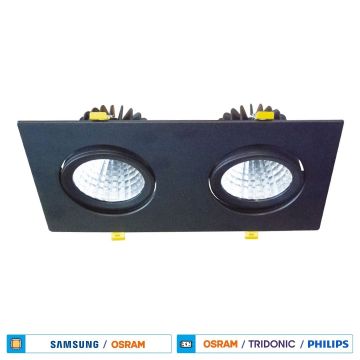 CreaLight AH03-07101 2x30 Watt Siyah Kasa Sıva Altı İkili LED Mağaza Spotu - Gün Işığı (3000K) [SAMSUNG/OSRAM LED & OSRAM/PHILIPS Driver]