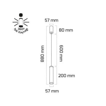 GOYA GY 6052-20 Siyah/Beyaz Kasa 10 Wattt 20 cm LED Avize