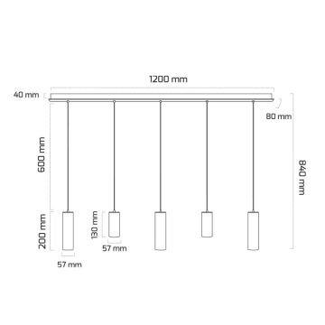 GOYA GY 6054-5 Siyah/Beyaz Kasa 5x8 Watt Dimli Beşli LED Boru Sarkıt Avize