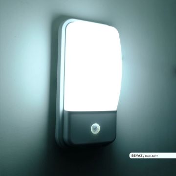 ACK AH07-05330 20 Watt Sensörlü Beyaz Dış Mekan LED Aplik - Beyaz Işık (6500K) - IP44