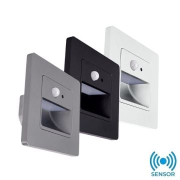 ACK AH07-00430 1 Watt Sıva Altı Sensörü Kare LED Merdiven Armatürü - Beyaz Gövde - Beyaz Işık (6500K)