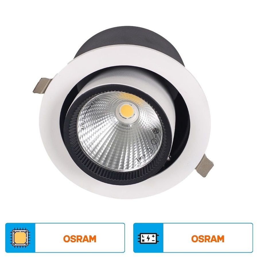 ACK AD36-00600 30 Watt Sıva Altı LED Mağaza Spotu - Gün Işığı (3000K) [OSRAM LED & OSRAM Driver]