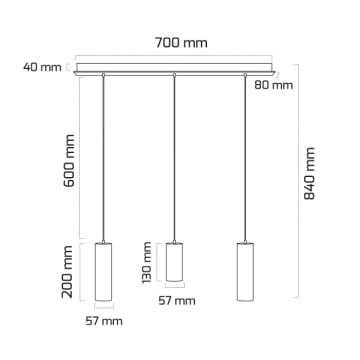 GOYA GY 6054-3 Siyah/Beyaz Kasa 3x10 Watt Üçlü LED Boru Sarkıt Avize