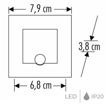 CATA CT-5173 1.5 Watt Hareket Sensörlü Sıva Altı Kare LED Merdiven Armatürü (Saten Kasa)