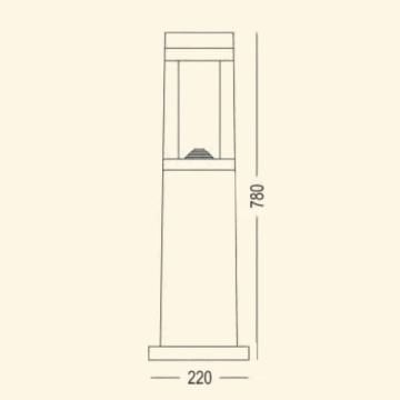 ZİTA 286C Anıt 78 cm Camlı Bollard Armatür - PC Gövde - GU10 Duylu - IP54