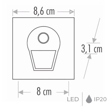 CATA CT-5170 1 Watt Hareket Sensörlü Sıva Altı Kare LED Merdiven Armatürü (Beyaz Kasa)