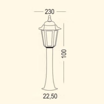 ZİTA 295-100 Big Klas Siyah 100 cm Bollard Armatür - PC Gövde - E27 Duylu - IP54