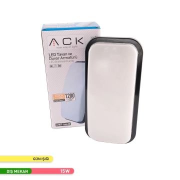 ACK AH07-06630 15 Watt Siyah Dış Mekan LED Aplik - Gün Işığı (3000K) - IP65