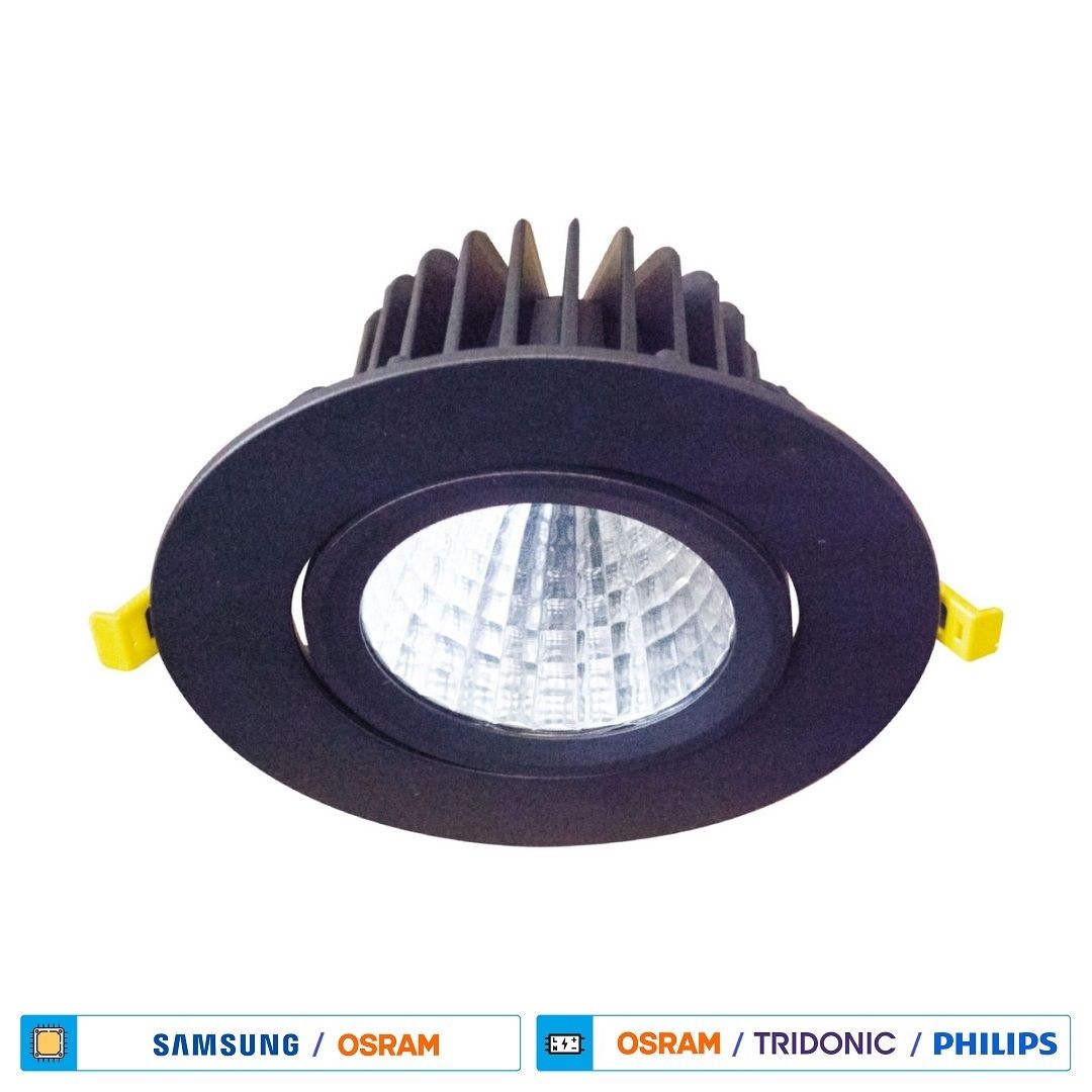 ACK AH03-06001 30 Watt Siyah Kasa Sıva Altı Yuvarlak LED Mağaza Spotu - Gün Işığı (3000K) [SAMSUN/OSRAM LED & OSRAM/PHILIPS Driver]