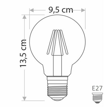 CATA CT-4354 6 Watt Şeffaf Camlı G95 LED Rustik Glop Ampul - Gün Işığı (3200K)