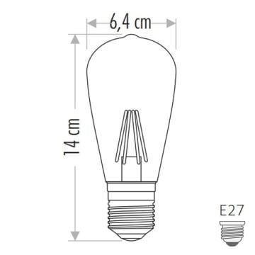 CATA CT-4313 6 Watt ST64 Dimli Rustik Armut Ampul - Sarı Işık (2700K)