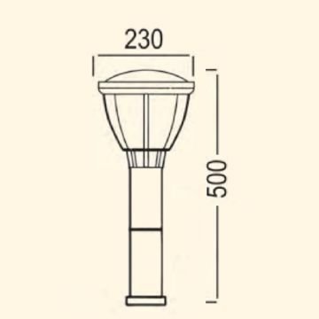 ZİTA 230-50 50 cm Kupa Kafesli Bollard Armatür - PC Gövde - E27 Duylu - IP54