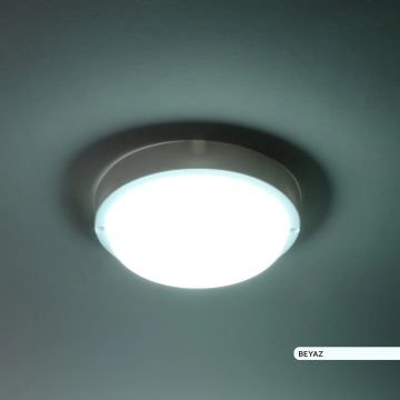 ACK AT10-01230 12 Watt Beyaz Dış Mekan Yuvarlak LED Aplik - Beyaz Işık (6500K) - IP54