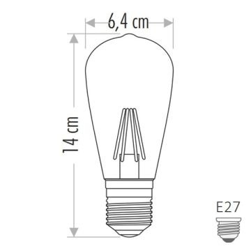 CATA CT-4284 6 Watt ST64 Rustik Armut Ampul (Amber)