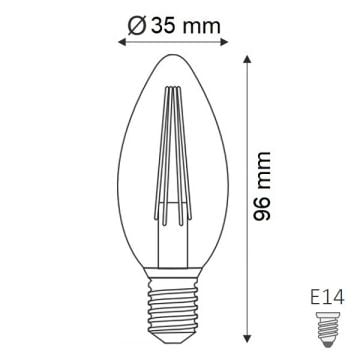 HELIOS HS 2055 4 Watt Şeffaf Camlı Rustik Mum Ampul - Sarı Işık (2700K)