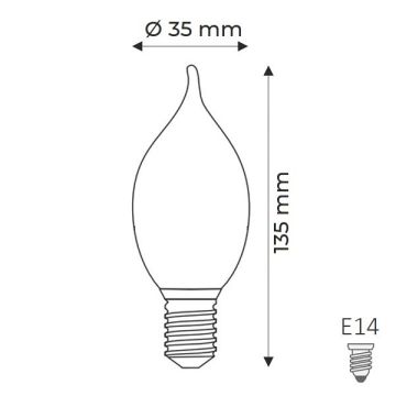 HELIOS HS 2087 4 Watt Şeffaf Rustik Kıvrık Mum Ampul - Sarı Işık (2700K)