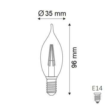 HELIOS HS 2053 4 Watt Rustik Kıvrık Mum Ampul