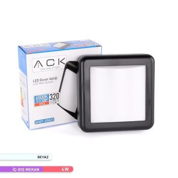 ACK AH07-05031 4 Watt Siyah Dış Mekan LED Aplik - Beyaz Işık (6500K) - IP44 - PC Gövde