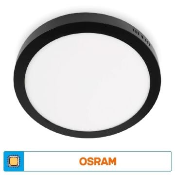 ACK AP03-02411 24 Watt Siyah Kasa Sıva Üstü Yuvarlak LED Panel - OSRAM LED - Ilık Beyaz (4000K)