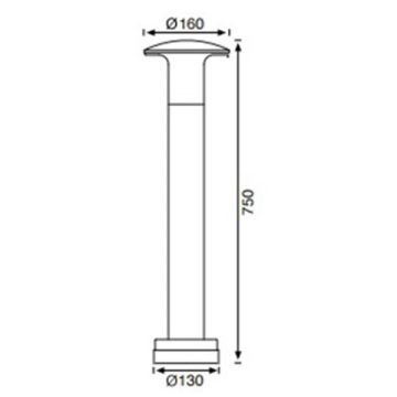 JUPITER JG949 AN 75 cm Mantar Bollard Armatür - Paslanmaz Çelik - E27 Duylu