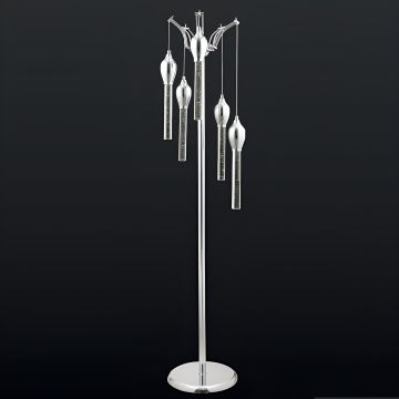 CL-520-5 5x3 Watt Gold/Krom Modern LED Lambader - Ilık Beyaz (4000K) - Çap 30 cm - Yükseklik 155 cm