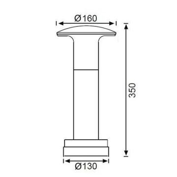 JUPITER JG948 AN 35 cm Mantar Bollard Armatür - Paslanmaz Çelik - E27 Duylu