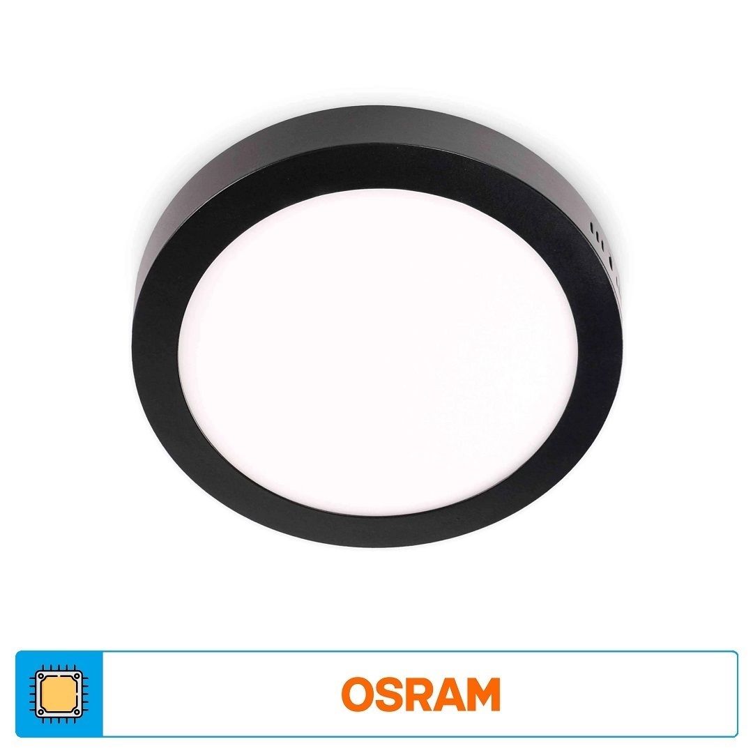 ACK AP03-01801 18 Watt Siyah Kasa Sıva Üstü Yuvarlak LED Panel - OSRAM LED - Gün Işığı (3000K)