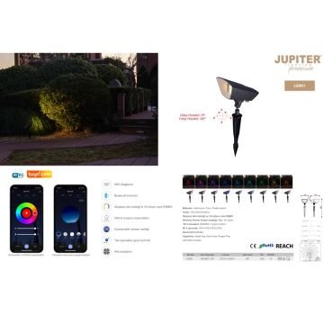 JUPITER LG901 5 Watt Kazıklı Dimli RGB LED Çim Armatürü - Metal - Antrasit - Wifi - Bluetooth