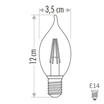 CATA CT-4281 4 Watt LED Rustik Kıvrık Mum Ampul (Amber)