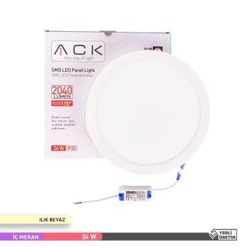 ACK AP03-02410 24 Watt Sıva Üstü Yuvarlak LED Panel - OSRAM LED - Ilık Beyaz (4000K)